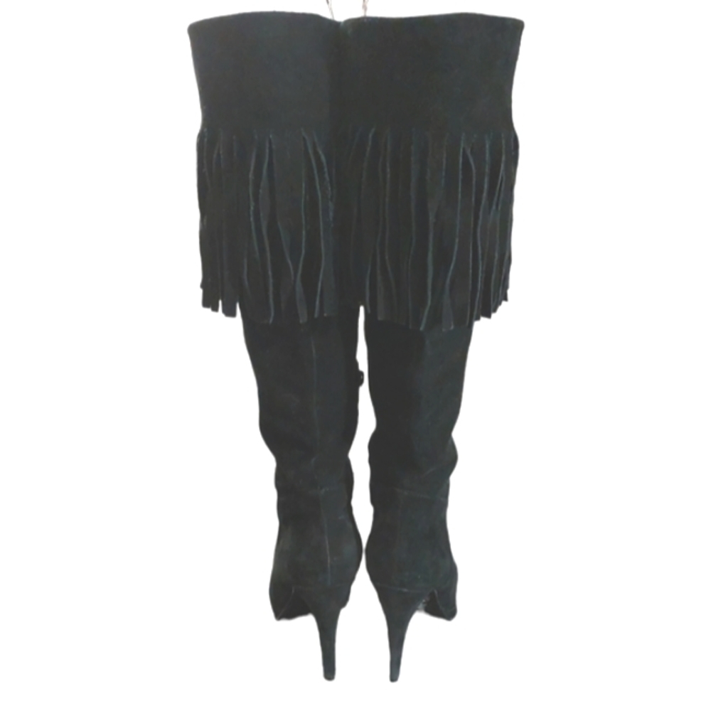 Nine West Suede Knee High Fringe Boots Size 9 - Picture 7 of 13